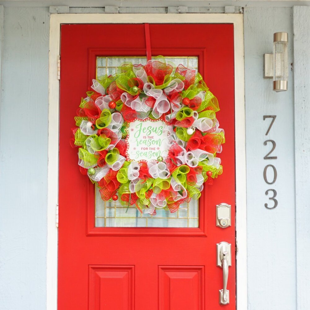 Whimsical Jesus is the Reason for the Season Deco Mesh Wreath
